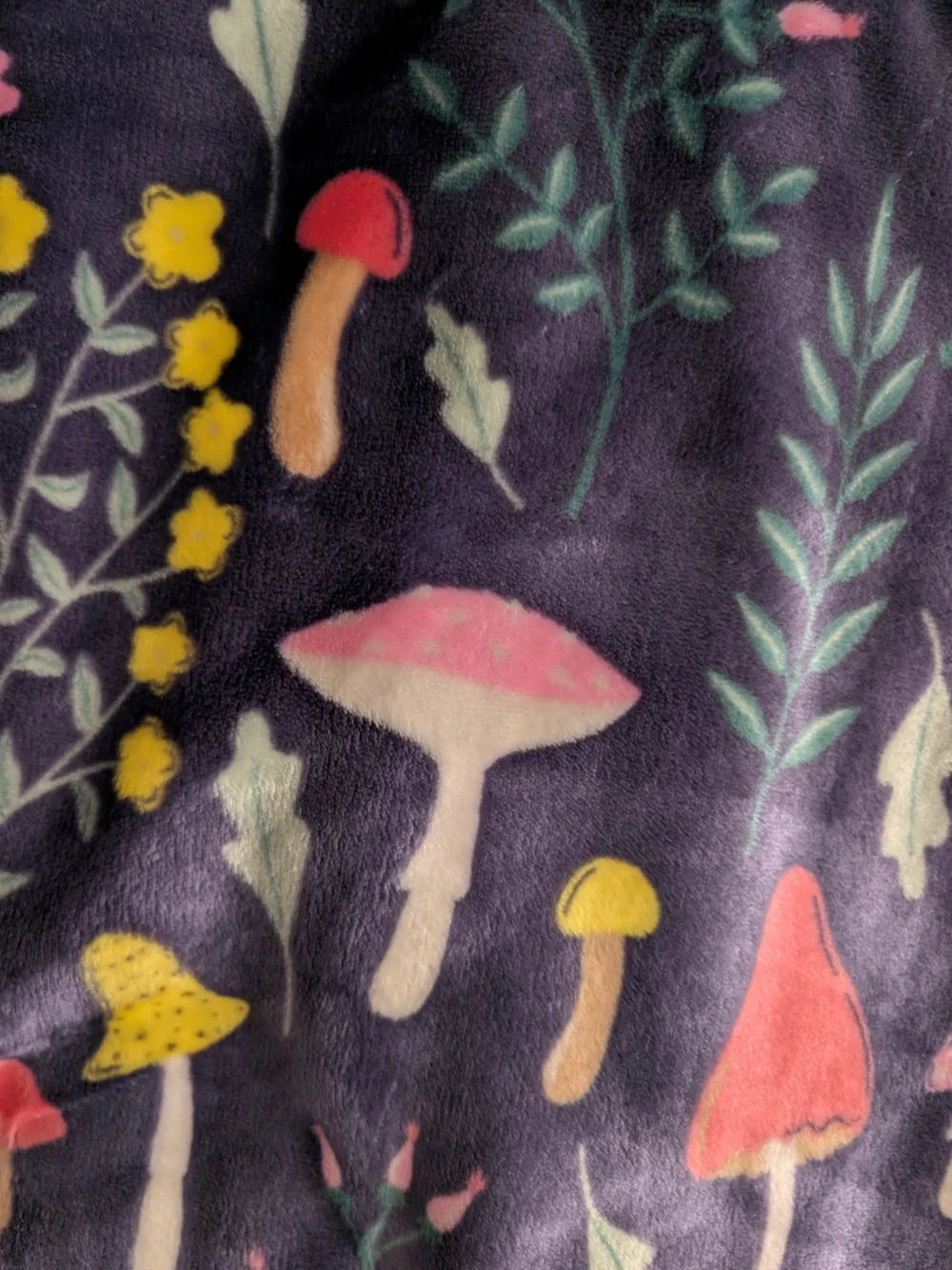 Beautiful Plush Throw Mushroom Print
